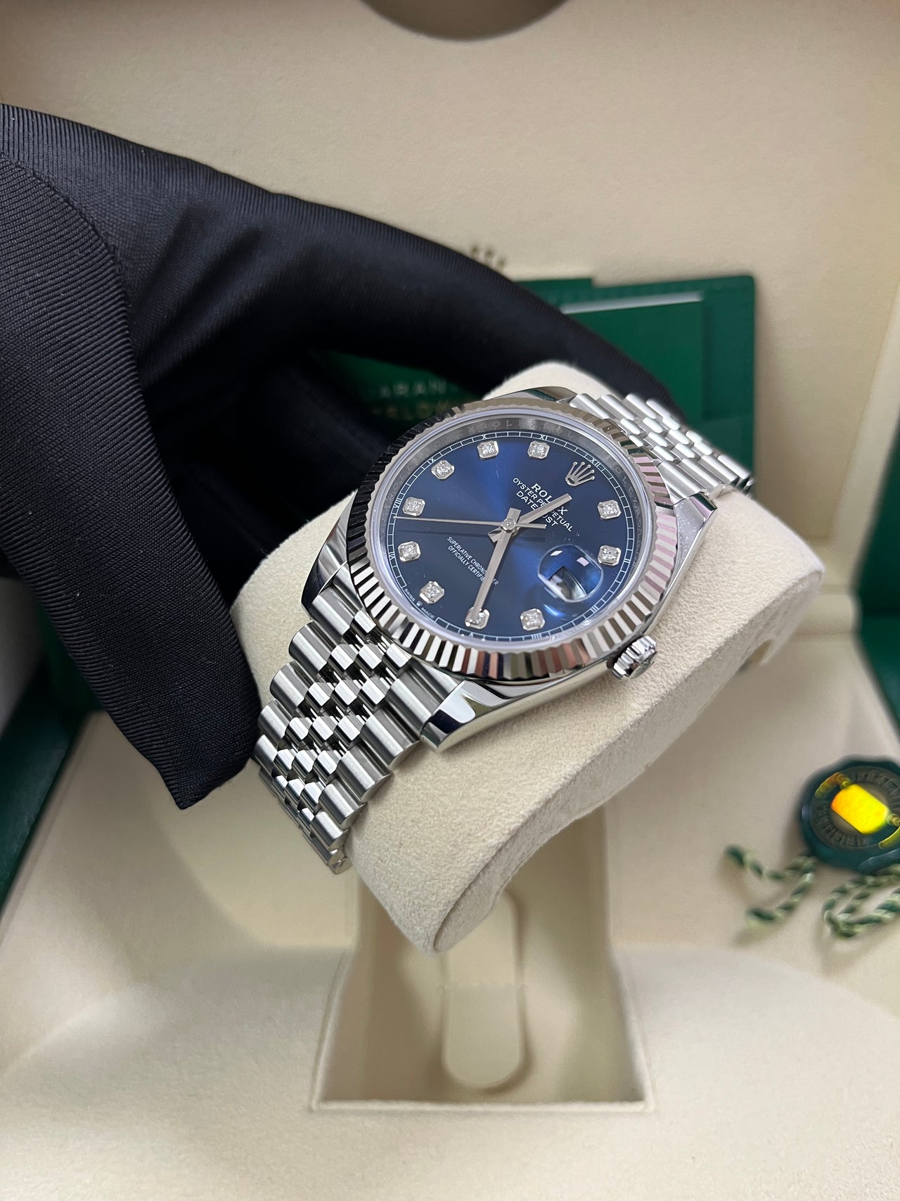 Rolex Datejust 41 Fluted Bezel Blue Diamond Dial Jubilee Bracelet 126334