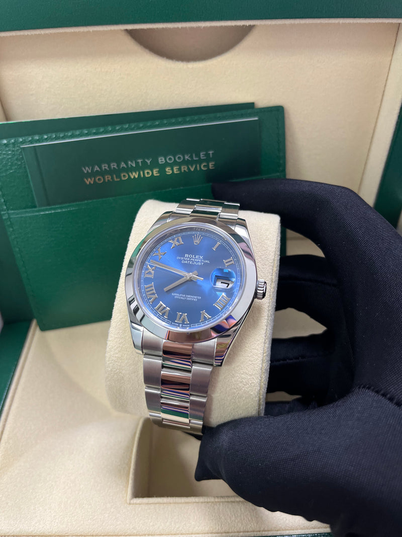 Rolex Datejust 41mm “Blue Roman Dial” Oyster Bracelet Reference # 126300