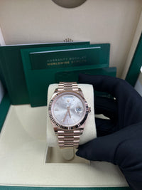 Thumbnail for Rolex Day-Date 40 Fluted Bezel Sundust Baguette Diamond Dial President Bracelet 228235