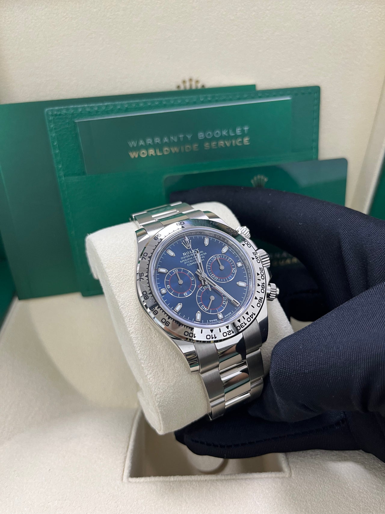 Rolex Daytona White Gold Cosmograph 40 Watch - Blue Index Dial (Ref# 116509)