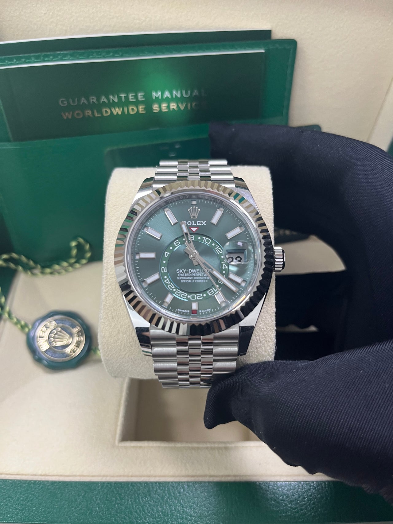 Rolex Sky-Dweller Mint Green Index Dial - Jubilee Bracelet 336934