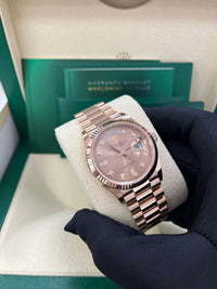 Thumbnail for Rolex Day-Date 36 Everose Gold Day-Date 36 Watch - Fluted Bezel - Rosé Diamond Dial - President 128235