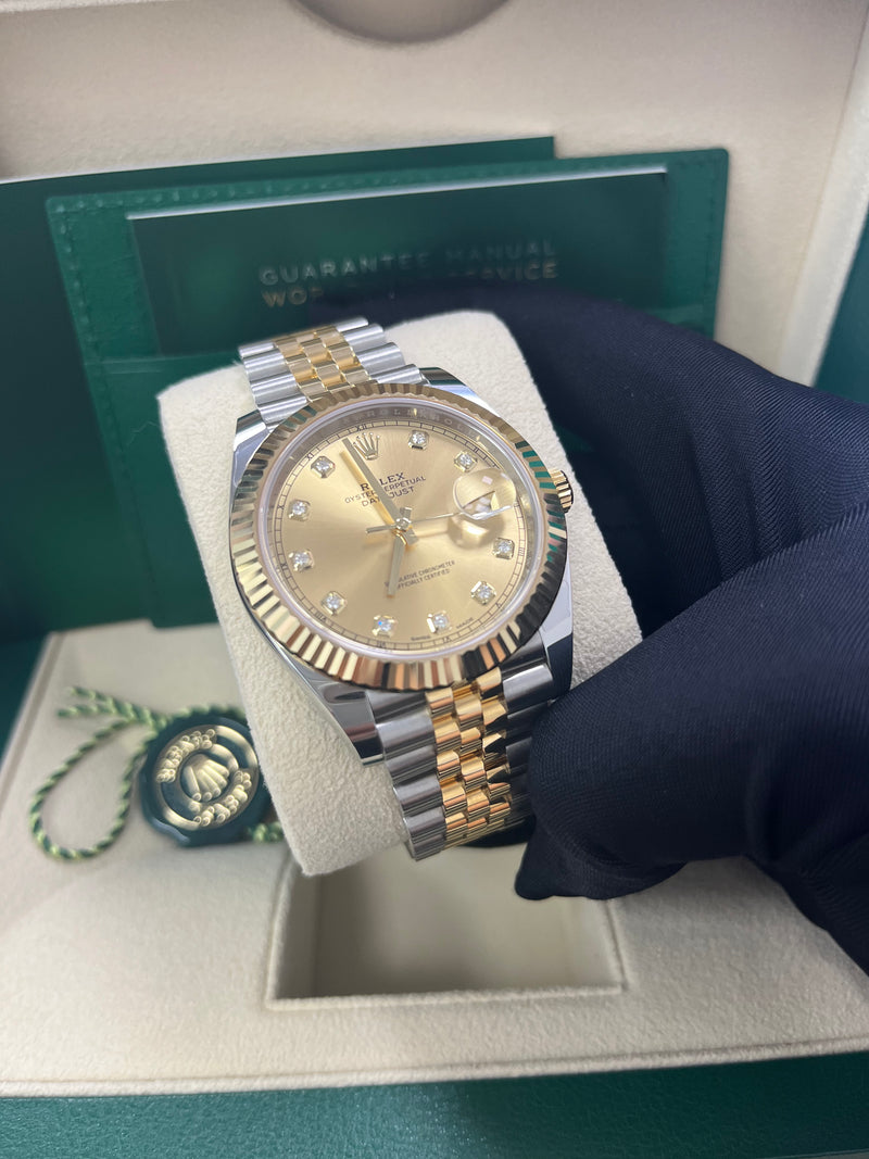 Rolex Datejust 41 Champagne Diamond Dial Steel & Yellow Gold 126333