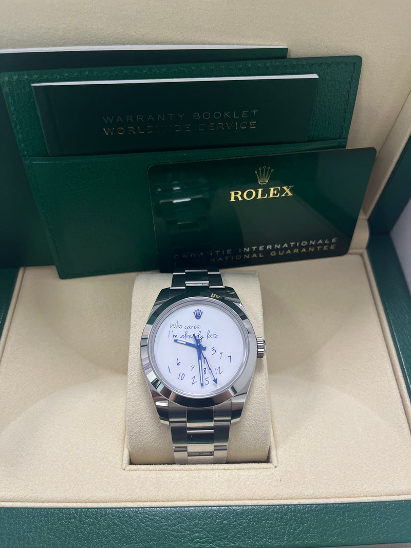Rolex Steel Milgauss Watch Green Crystal - 116400GV Custom Mad in time Dial