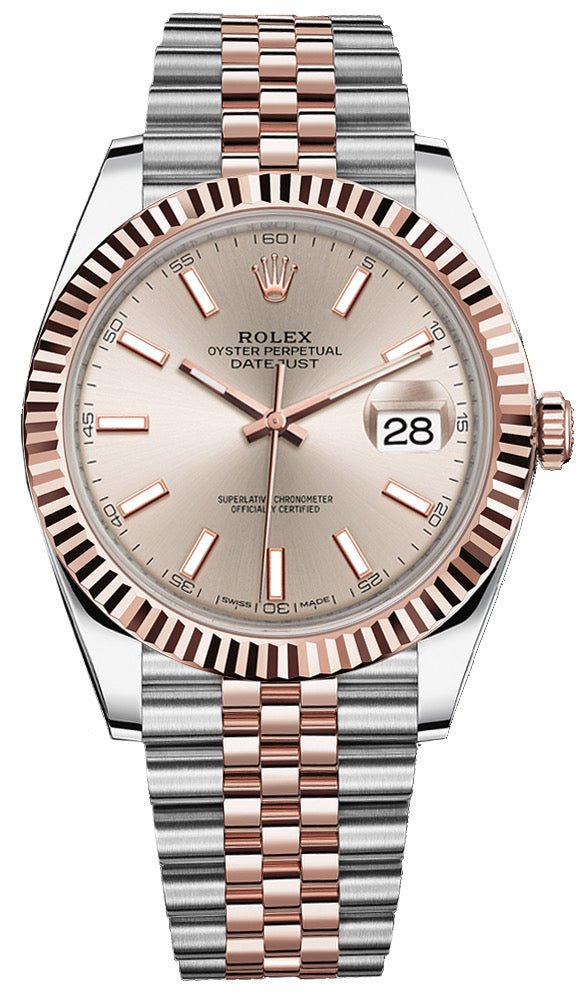 Partial payment towards - Rolex Steel and Everose Rolesor Datejust 41 Watch - Fluted Bezel - Sundust Index Dial - Jubilee Bracelet 126331 - WatchesOff5thWatch