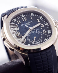 Thumbnail for Patek Philippe Aquanaut Travel Time Advanced Research 40.8mm 18K White Gold Blue Dial Fixed Bezel (Ref 5650G - 001) - WatchesOff5thWatch