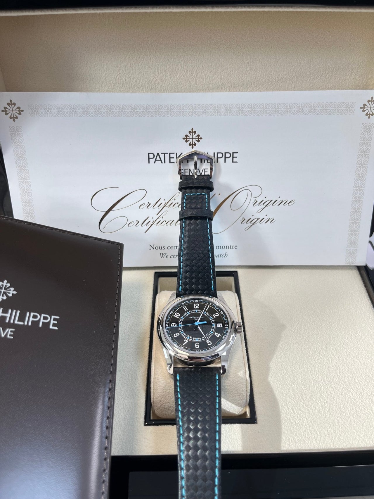 Patek Philippe Calatrava 40mm Blue Date Sweep Seconds (Ref# 6007G - 011) - WatchesOff5thWatch