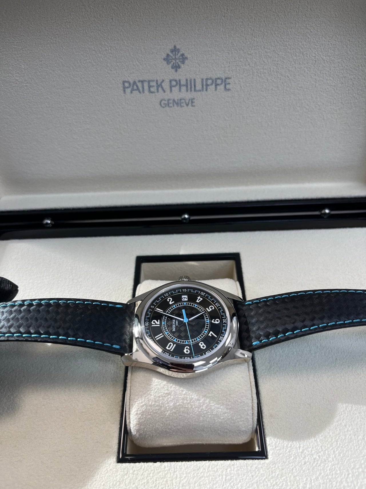 Patek Philippe Calatrava 40mm Blue Date Sweep Seconds (Ref# 6007G - 011) - WatchesOff5thWatch