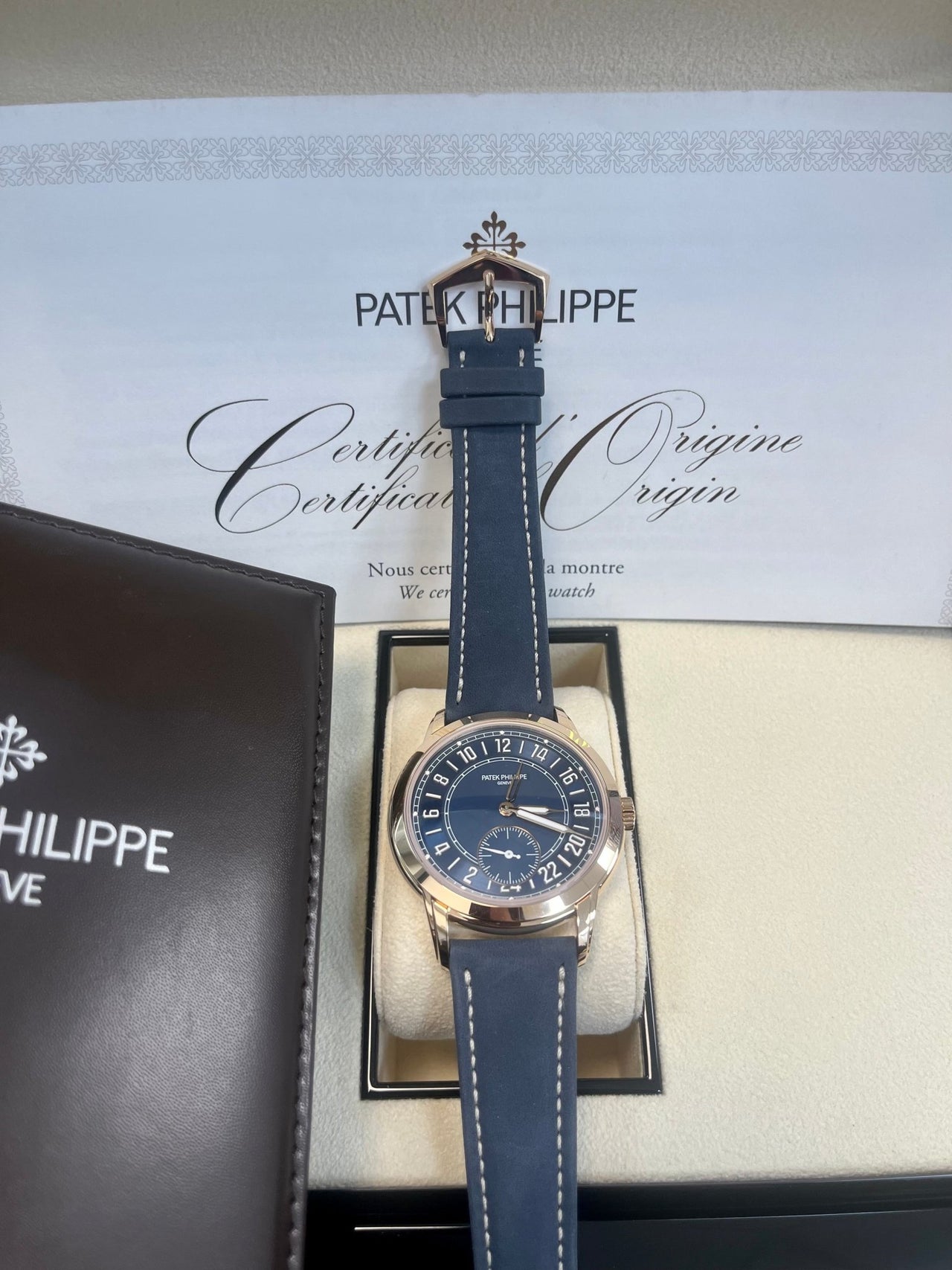 Patek Philippe Calatrava Complications Calatrava Travel Time Automatic Blue Dial Men's Watch 5224r - WatchesOff5thWatch