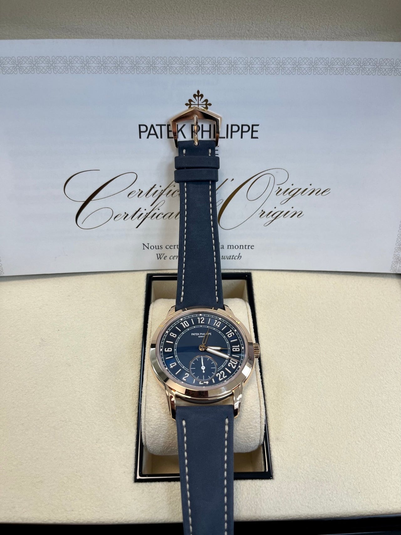 Patek Philippe Calatrava Complications Calatrava Travel Time Automatic Blue Dial Men's Watch 5224r - WatchesOff5thWatch