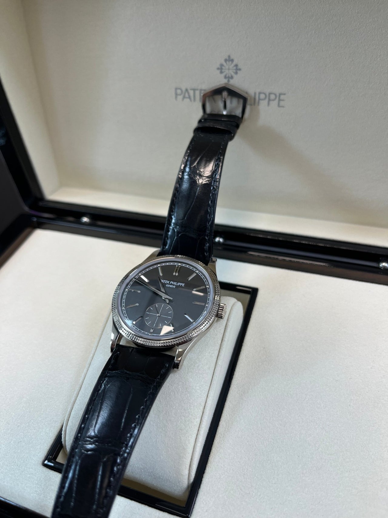 Patek Philippe Calatrava White Gold 39mm Silvery - Black Dial 6119G - 001 - WatchesOff5thWatch