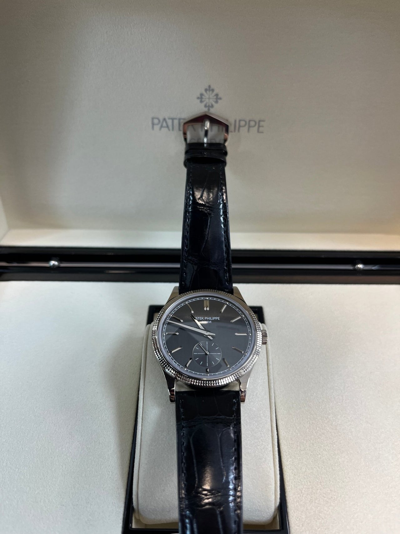 Patek Philippe Calatrava White Gold 39mm Silvery - Black Dial 6119G - 001 - WatchesOff5thWatch