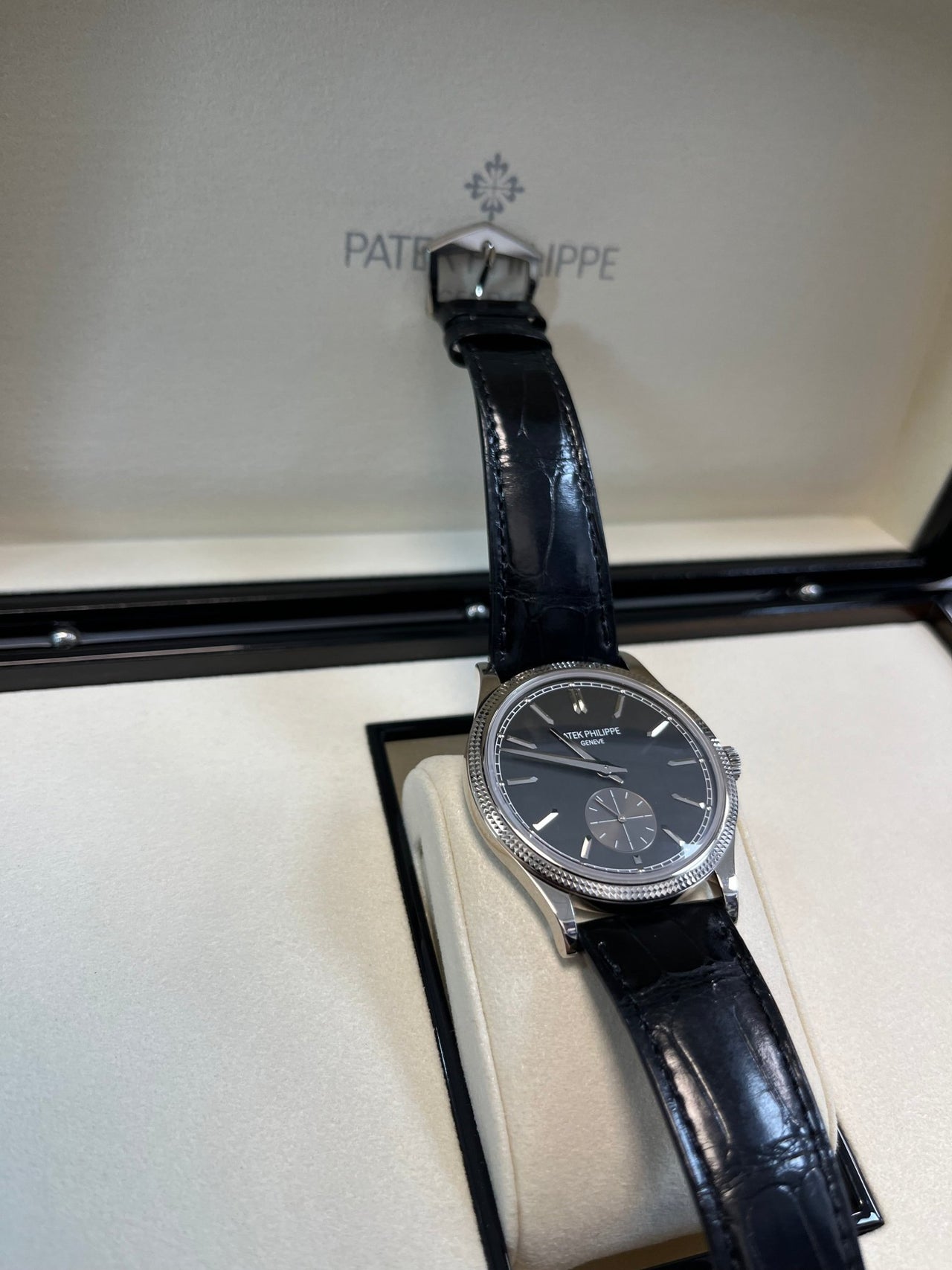Patek Philippe Calatrava White Gold 39mm Silvery - Black Dial 6119G - 001 - WatchesOff5thWatch