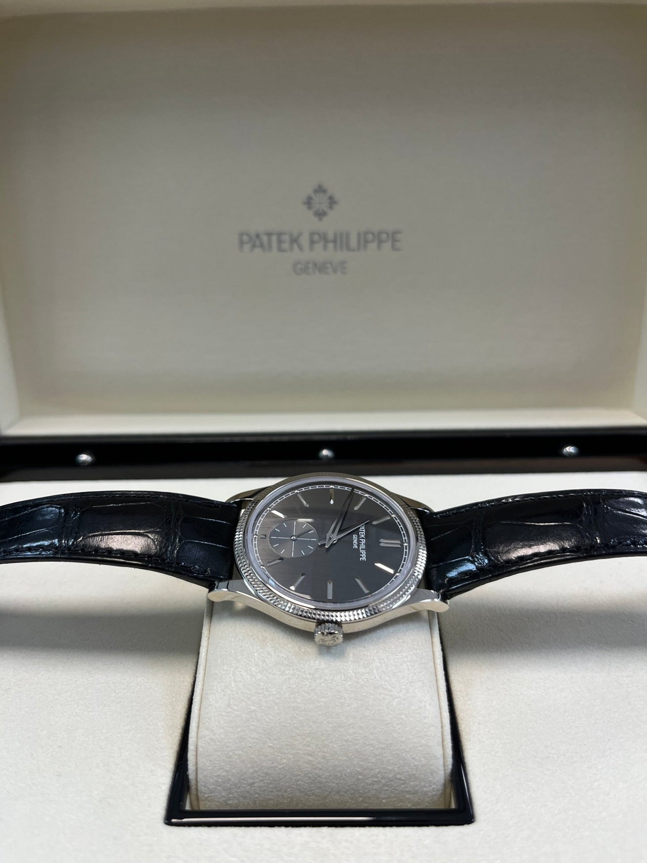 Patek Philippe Calatrava White Gold 39mm Silvery - Black Dial 6119G - 001 - WatchesOff5thWatch
