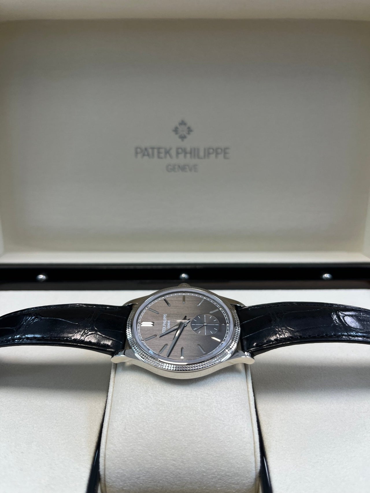 Patek Philippe Calatrava White Gold 39mm Silvery - Black Dial 6119G - 001 - WatchesOff5thWatch