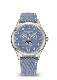 Thumbnail for Patek Philippe Complications Annual Calendar 38mm 18K White Gold Blue Grey Dial Fixed Bezel (Ref 4946G-001) - WatchesOff5thWatch