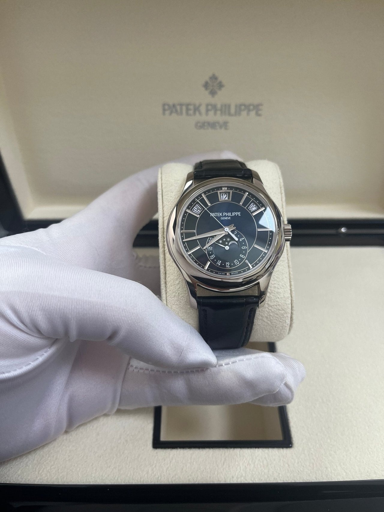 Patek Philippe Complications Annual Calendar Moon Phases (Ref# 5205G - 013) - WatchesOff5th