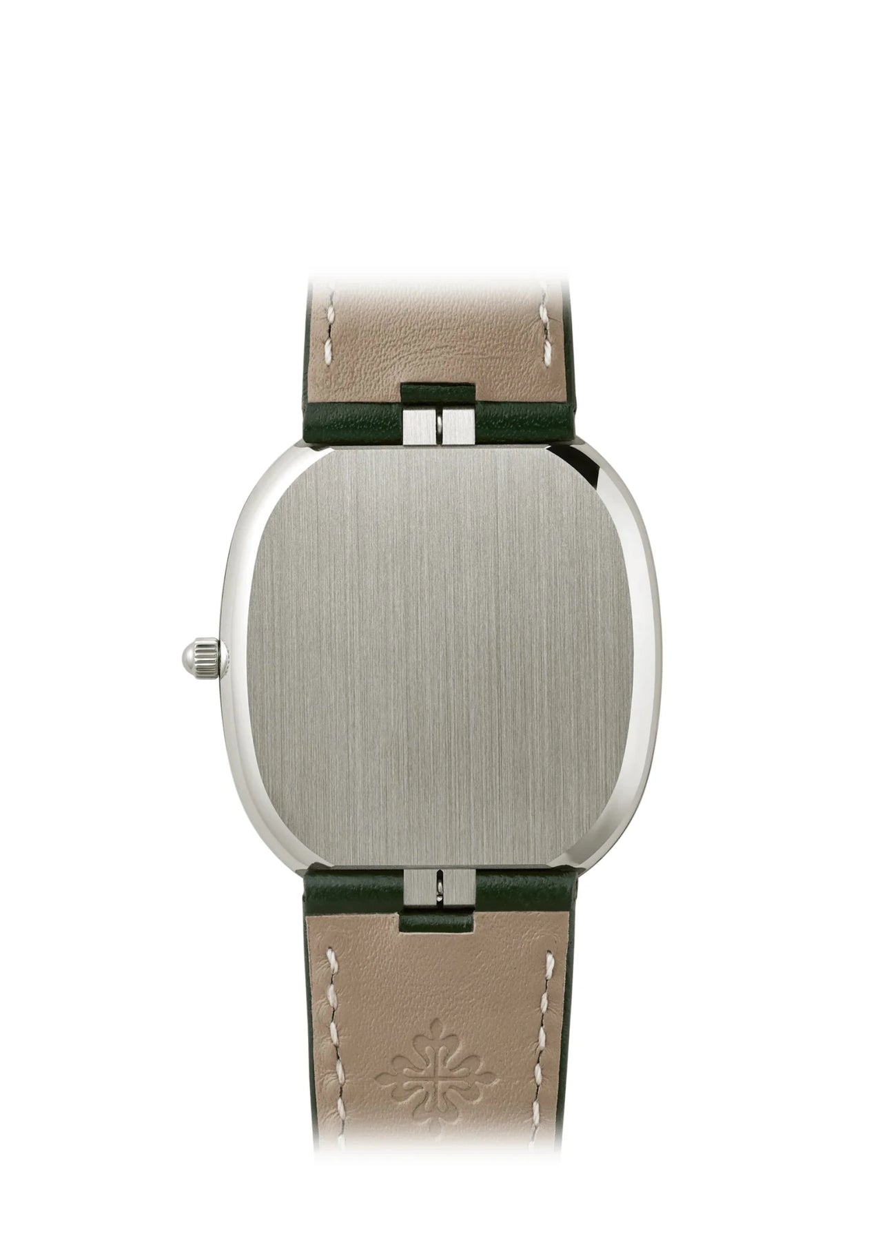 Patek Philippe Golden Ellipse 31.1 x 35.6mm 18K White Gold Sunburst Olive Green Dial (Ref# 3738/100G-014) - WatchesOff5thWatch