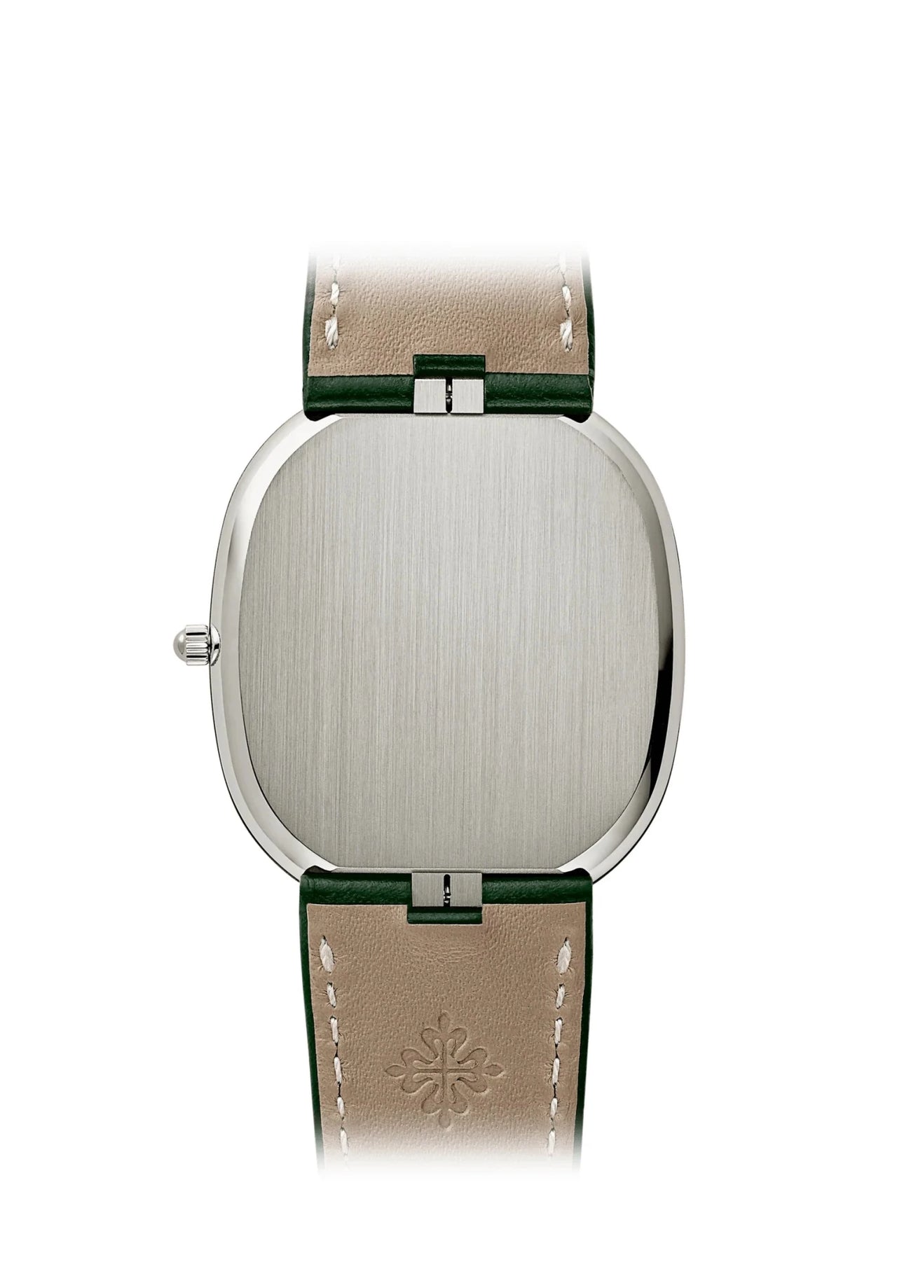 Patek Philippe Golden Ellipse 34.5 x 39.5mm 18K White Gold Sunburst Olive Green Dial (Ref# 5738G-001) - WatchesOff5thWatch