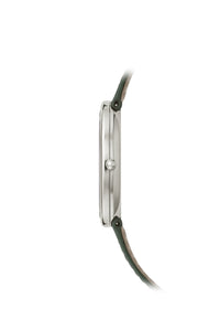 Thumbnail for Patek Philippe Golden Ellipse 31.1 x 35.6mm 18K White Gold Sunburst Olive Green Dial Ref 3738/100G-014 case profile at 3 o'clock with the crown
