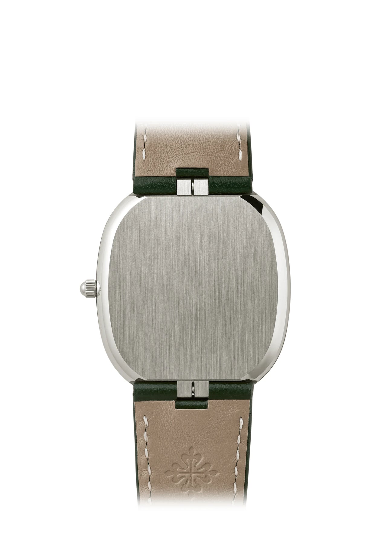 Patek Philippe Golden Ellipse 31.1 x 35.6mm 18K White Gold Sunburst Olive Green Dial Ref 3738/100G-014 solid white gold case back