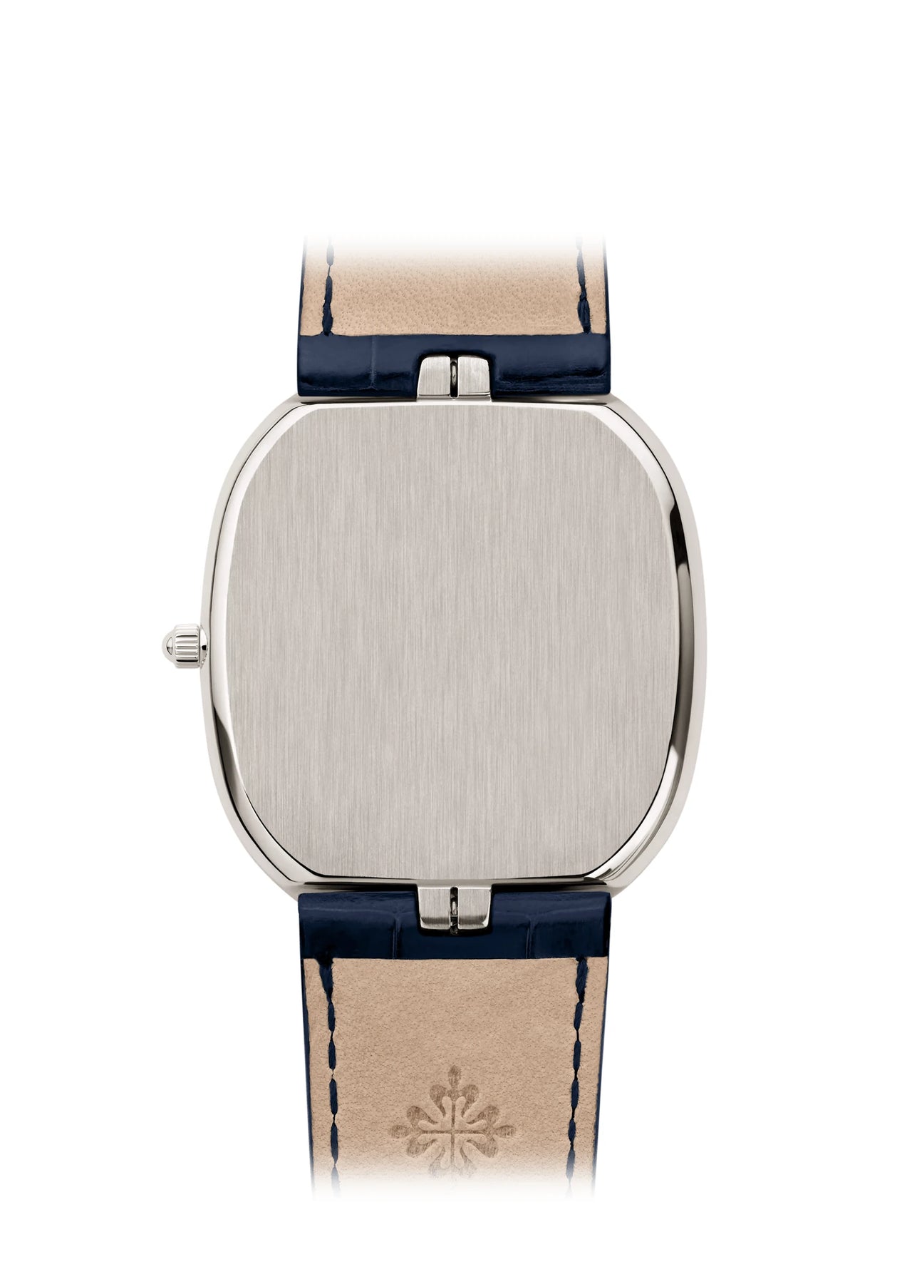 Patek Philippe Golden Ellipse 34.5 x 39.5mm Platinum Sunburst Blue Dial Ref 5738P-001 solid platinum case back