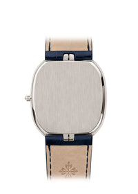 Thumbnail for Patek Philippe Golden Ellipse 34.5 x 39.5mm Platinum Sunburst Blue Dial Ref 5738P-001 solid platinum case back