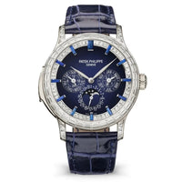 Thumbnail for Patek Philippe Grand Complications Minute Repeater Perpetual Calendar 42mm Platinum Blue Dial Diamond Bezel (Ref 5374/300P-001) - WatchesOff5thWatch