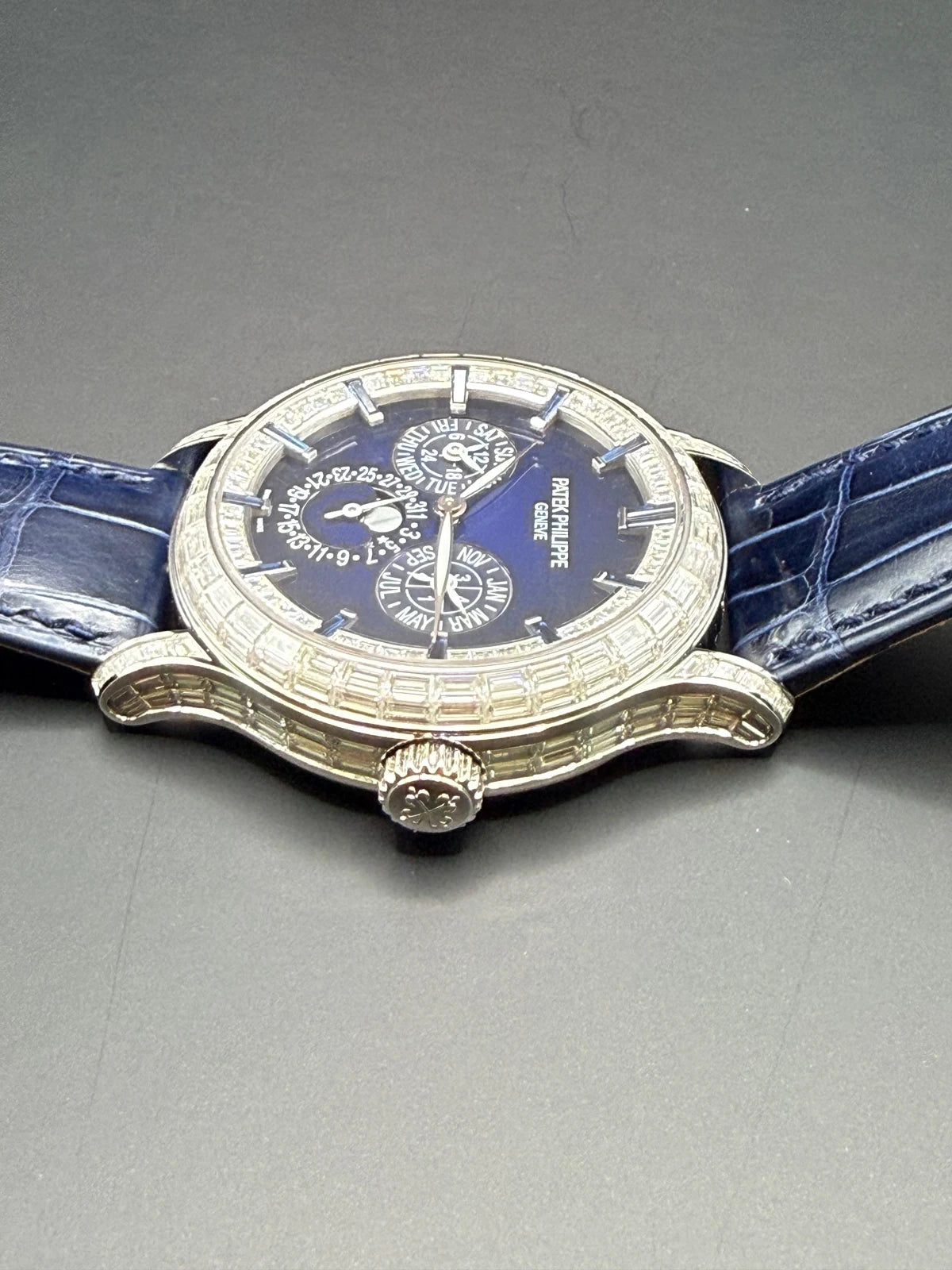 Patek Philippe Grand Complications Minute Repeater Perpetual Calendar 42mm Platinum Blue Dial Diamond Bezel (Ref 5374/300P-001) - WatchesOff5thWatch