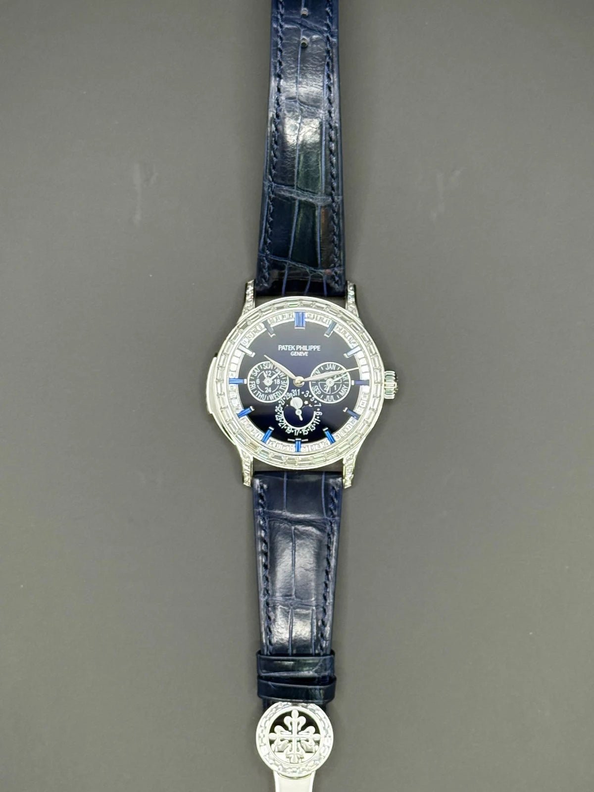 Patek Philippe Grand Complications Minute Repeater Perpetual Calendar 42mm Platinum Blue Dial Diamond Bezel (Ref 5374/300P-001) - WatchesOff5thWatch