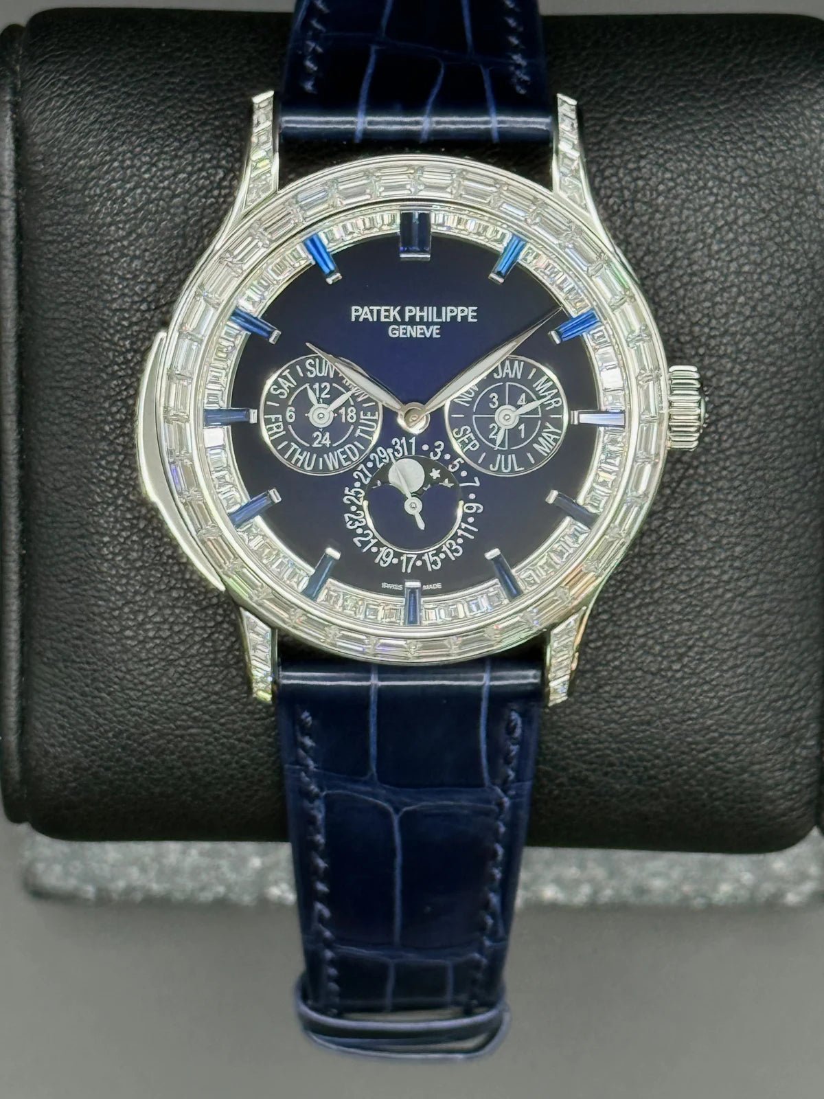 Patek Philippe Grand Complications Minute Repeater Perpetual Calendar 42mm Platinum Blue Dial Diamond Bezel (Ref 5374/300P-001) - WatchesOff5thWatch