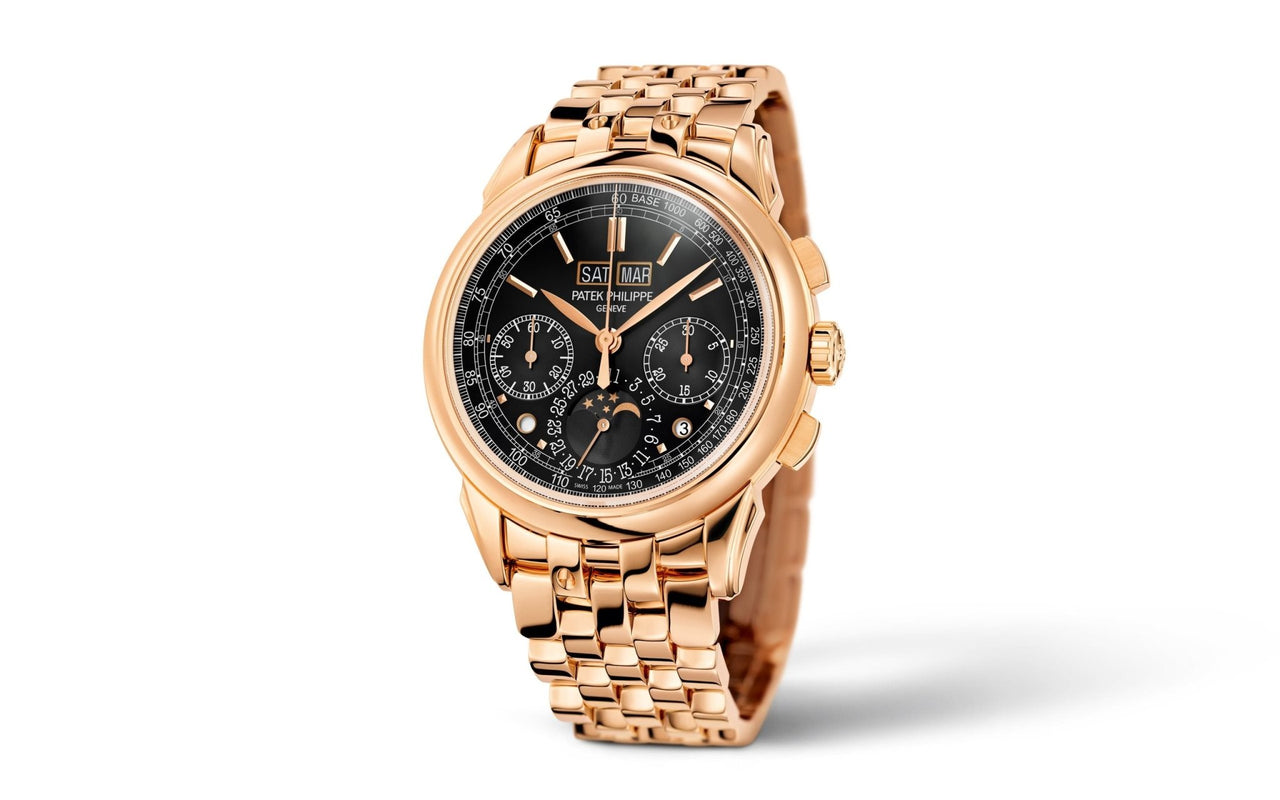 Patek Philippe Grand Complications Perpetual Calendar Chronograph 41mm 18K Rose Gold Sunburst Ebony Black Dial Rose Gold Bracelet (Ref 5270/1R-001) - WatchesOff5thWatch