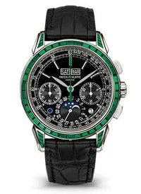 Thumbnail for Patek Philippe Grand Complications Perpetual Calendar Chronograph 41mm Platinum Black Dial Emerald Bezel (Ref 5271/13P-001) - WatchesOff5thWatch