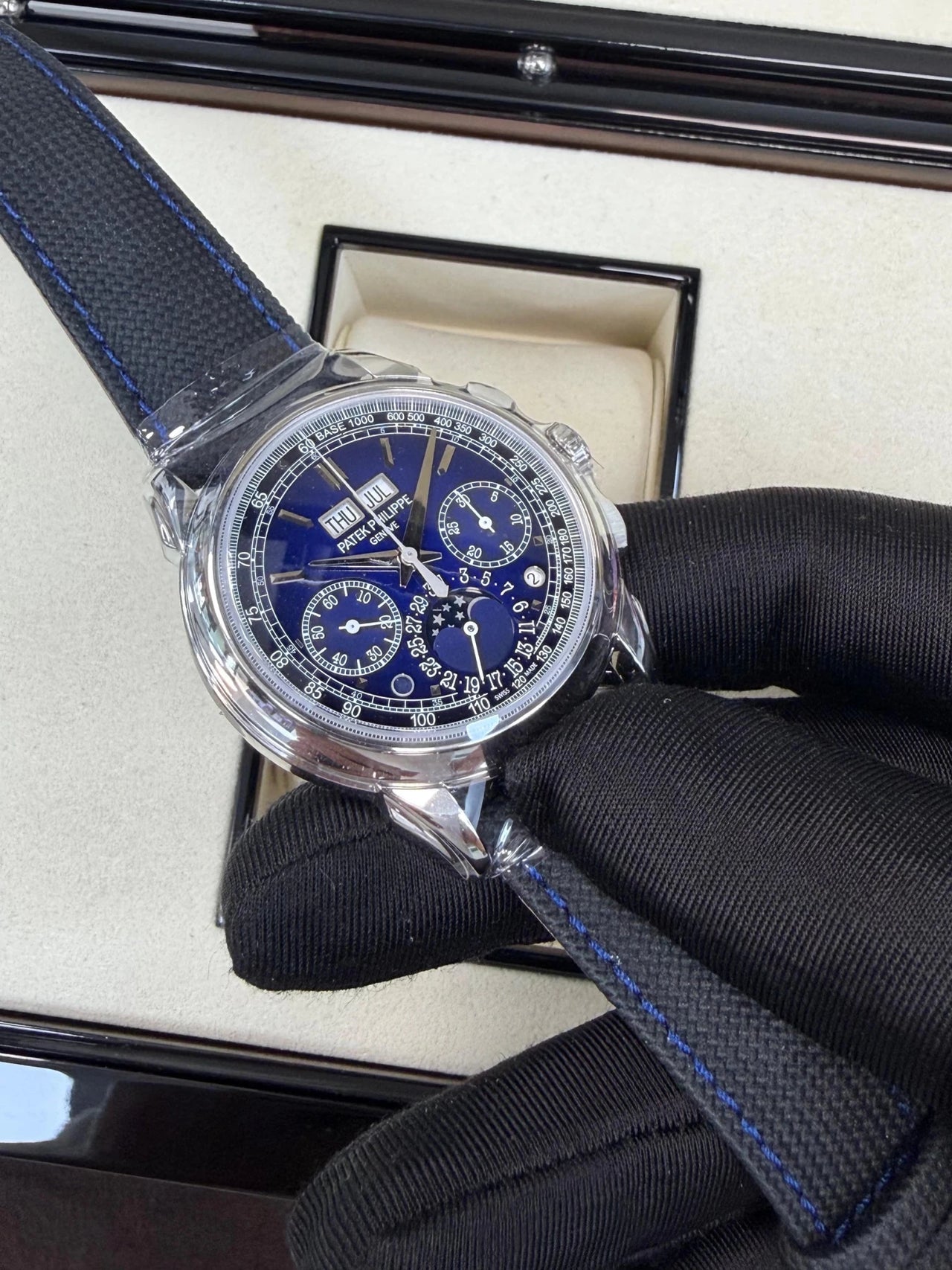 Patek Philippe Grand Complications Perpetual Calendar Chronograph 41mm Platinum Blue Lacquered Dial (Ref 5270P-016) - WatchesOff5thWatch
