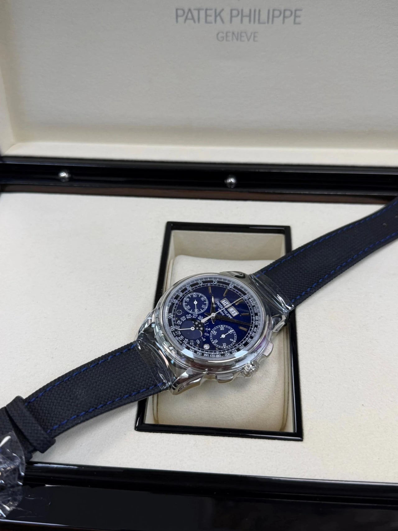 Patek Philippe Grand Complications Perpetual Calendar Chronograph 41mm Platinum Blue Lacquered Dial (Ref 5270P-016) - WatchesOff5thWatch