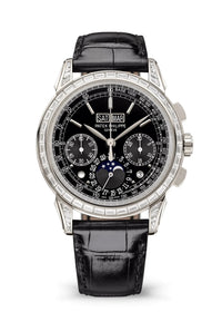 Thumbnail for Patek Philippe Grand Complications Perpetual Calendar Chronograph 41mm Platinum Lacquered Black Dial Diamond Bezel (Ref 5271P-010) - WatchesOff5thWatch