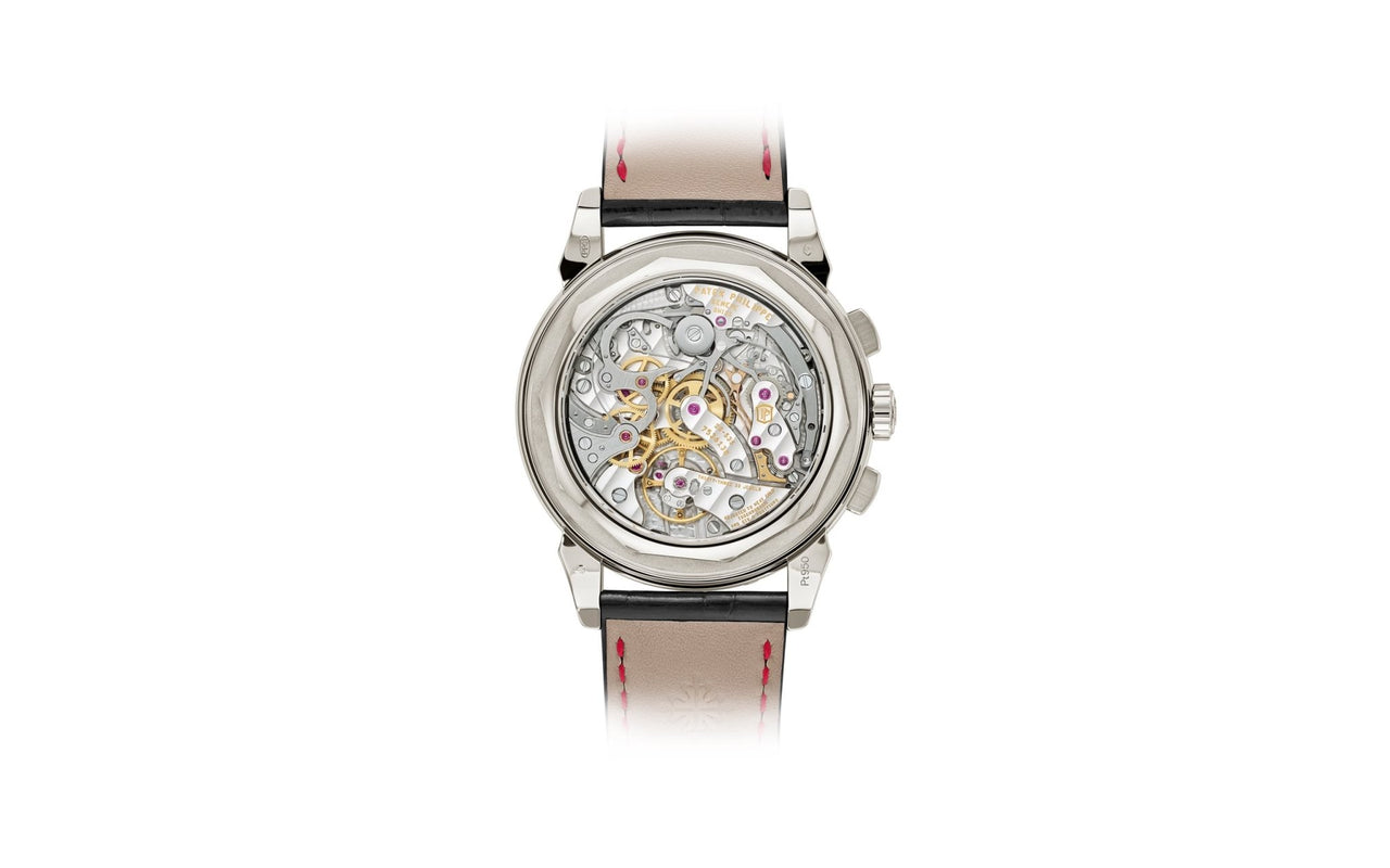 Patek Philippe Grand Complications Perpetual Calendar Chronograph 41mm Platinum Lacquered Red Dial Ruby Bezel (Ref 5271/12P-010) - WatchesOff5thWatch