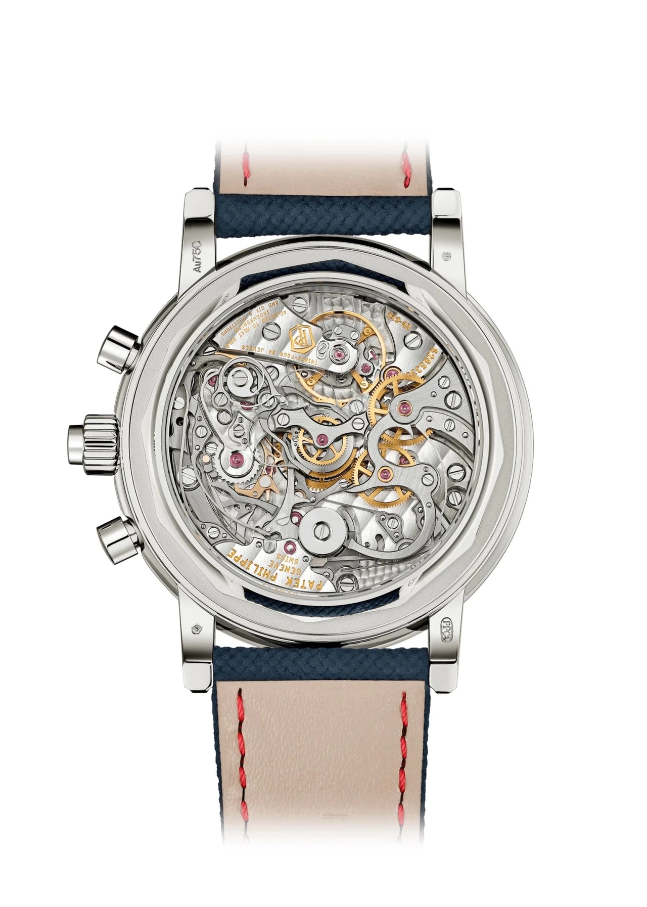 Patek Philippe Grand Complications Split-Seconds Chronograph Perpetual Calendar 40mm 18K White Gold Sunburst Navy Blue Dial (Ref# 5204G-010) - WatchesOff5thWatch