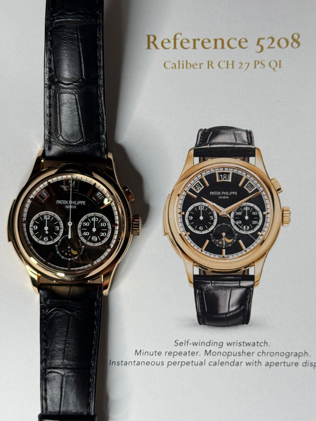 Patek Philippe Grand Complications (submodel) Rose Gold Black Dial 5208R - 001 - WatchesOff5thWatch