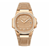 Thumbnail for Patek Philippe Nautilus 32mm 18K Rose Gold Golden Dial Diamond Bezel (Ref 7010R-012) - WatchesOff5thWatch