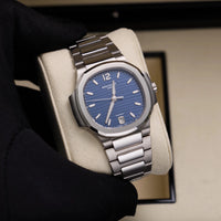 Thumbnail for Patek Philippe Nautilus 35.2mm Stainless Steel Blue TIFFANY Dial Fixed Bezel Steel Bracelet (Ref 7118/1A-001) - WatchesOff5thWatch