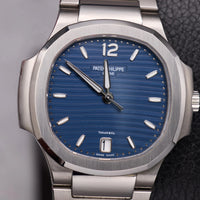 Thumbnail for Patek Philippe Nautilus 35.2mm Stainless Steel Blue TIFFANY Dial Fixed Bezel Steel Bracelet (Ref 7118/1A-001) - WatchesOff5thWatch