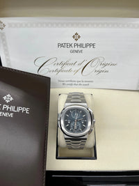 Thumbnail for Patek Philippe Nautilus 40 mm Steel Nautilus Travel Time Chronograph Blue Dial 5990/1A - 011 - WatchesOff5thWatch