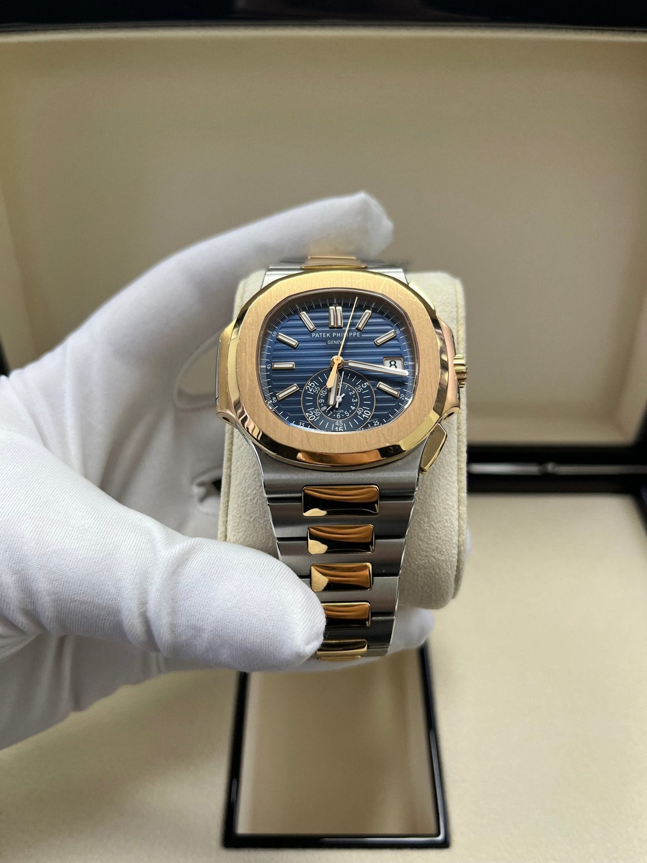 Patek Philippe Nautilus 40.5mm Two Tone Blue Gradient Dial (Ref # 5980/1AR - 001) - WatchesOff5thWatch