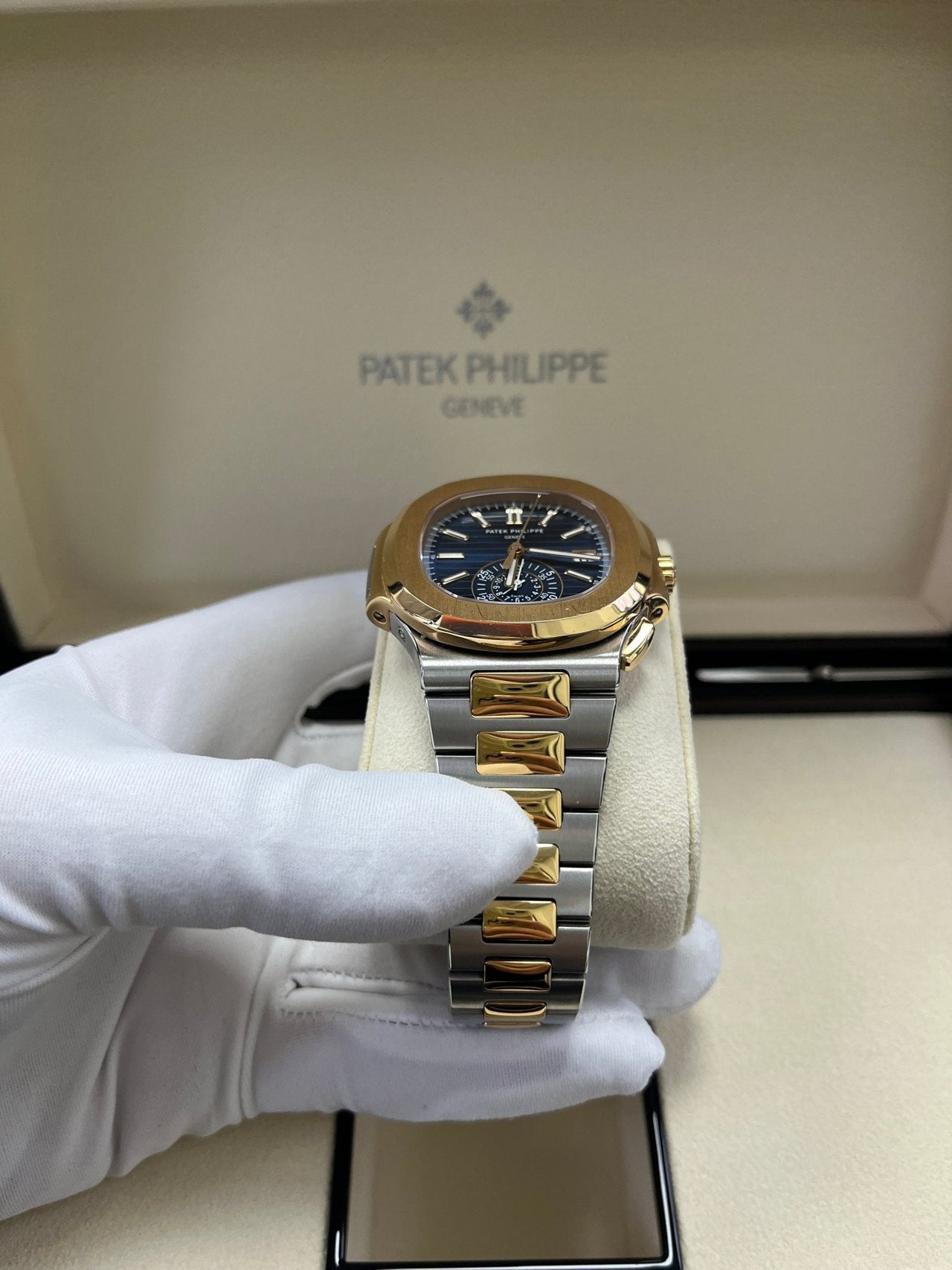 Patek Philippe Nautilus 40.5mm Two Tone Blue Gradient Dial (Ref # 5980/1AR - 001) - WatchesOff5thWatch