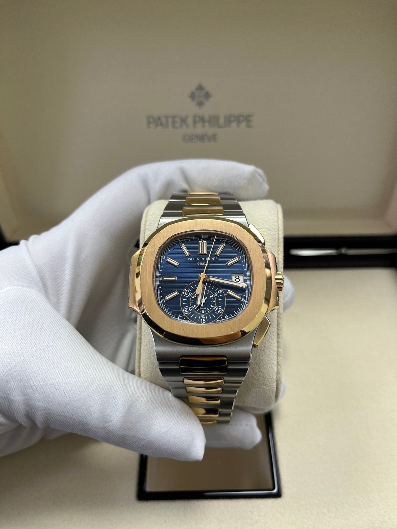 Patek Philippe Nautilus 40.5mm Two Tone Blue Gradient Dial Ref 5980 WatchesOff5th