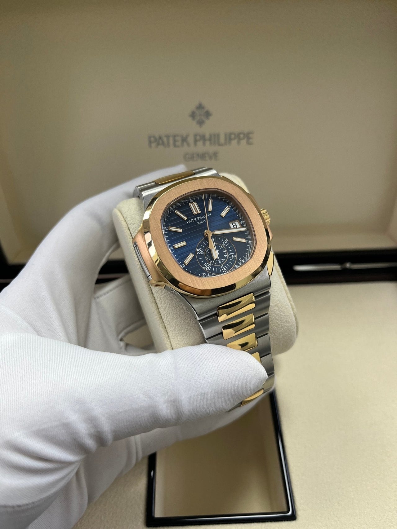 Patek Philippe Nautilus 40.5mm Two Tone Blue Gradient Dial (Ref # 5980/1AR - 001) - WatchesOff5thWatch