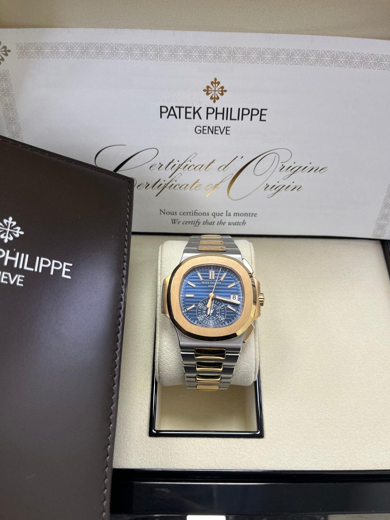 Patek Philippe Nautilus 40.5mm Two Tone Blue Gradient Dial (Ref # 5980/1AR - 001) - WatchesOff5thWatch