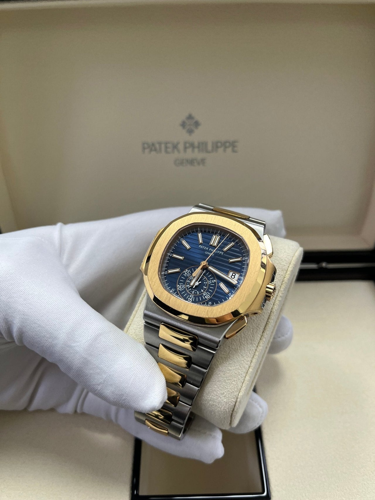 Patek Philippe Nautilus 40.5mm Two Tone Blue Gradient Dial Ref 5980 WatchesOff5th