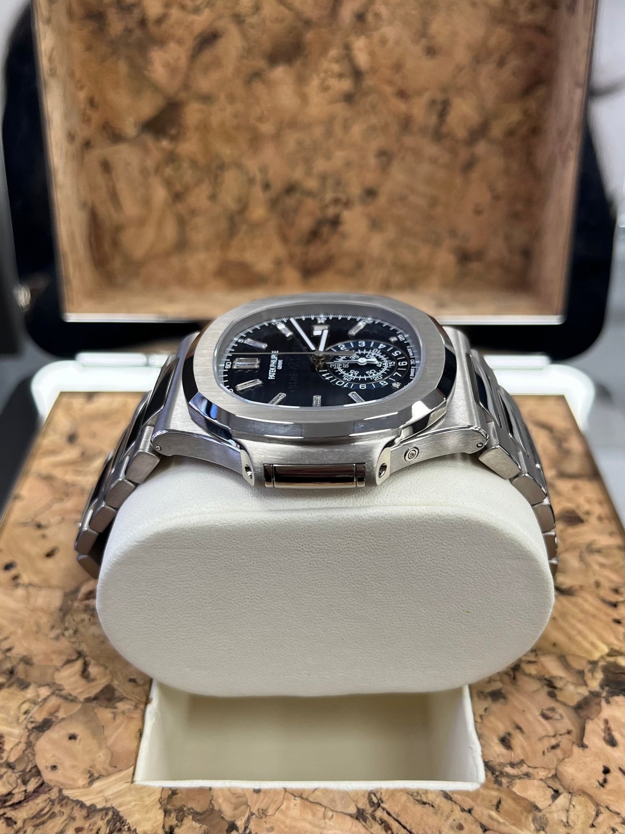 Patek Philippe Nautilus Chronograph White Gold Blue Dial 44mm Reference # 5976 - WatchesOff5thWatch